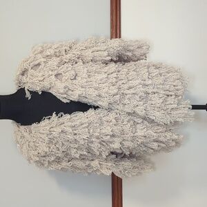 Shaggy Cream Sweater Open Front Cardigan Festival Boho Vibes Size S